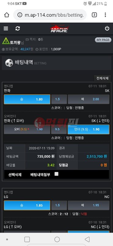 아파치 먹튀검증 자료